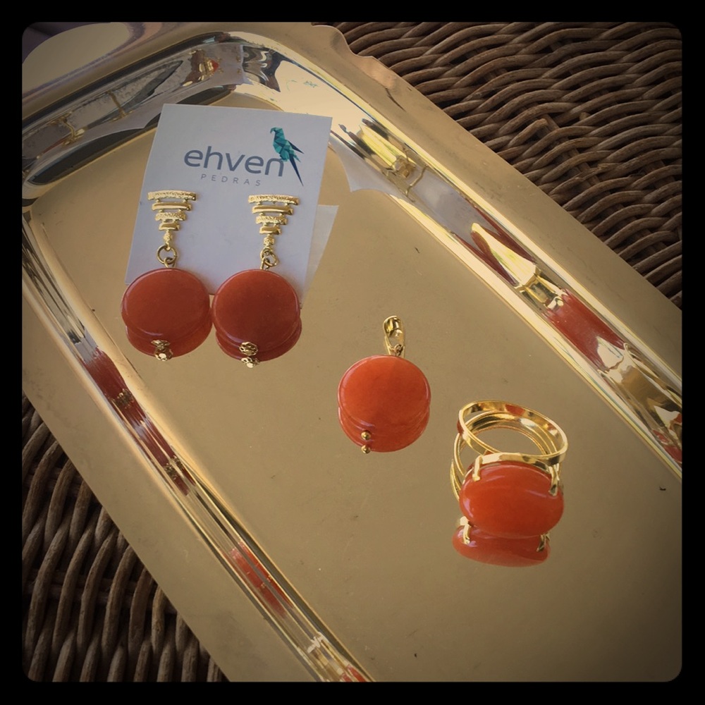 Earrings, pendant and ring set